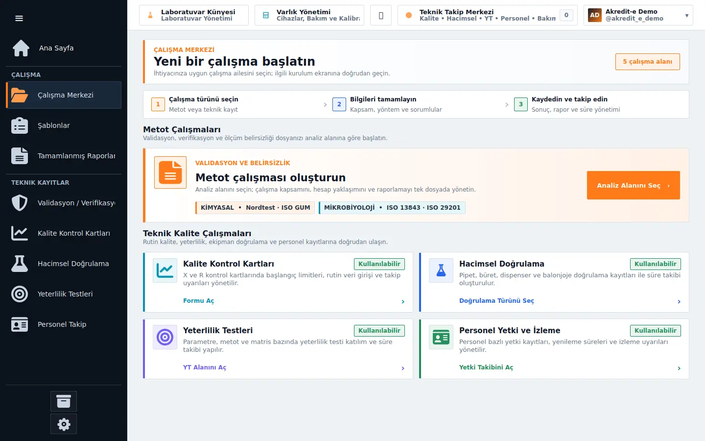 Akredit-e Çalışma Merkezi gerçek ekran görüntüsü